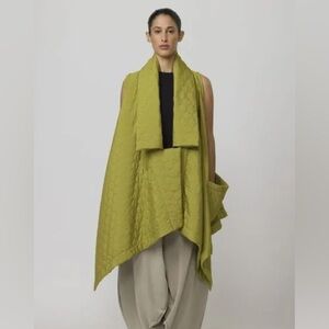 Kedem Sasson Goni jacket yellow green size 2 (16-18) quilted cardigan Lagenlook